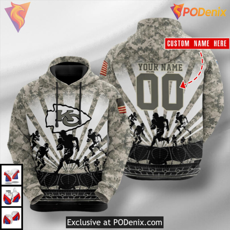 Camouflage Charge Vintage Kansas City Chiefs Mens Hoodie, Custom 3D Design - 1