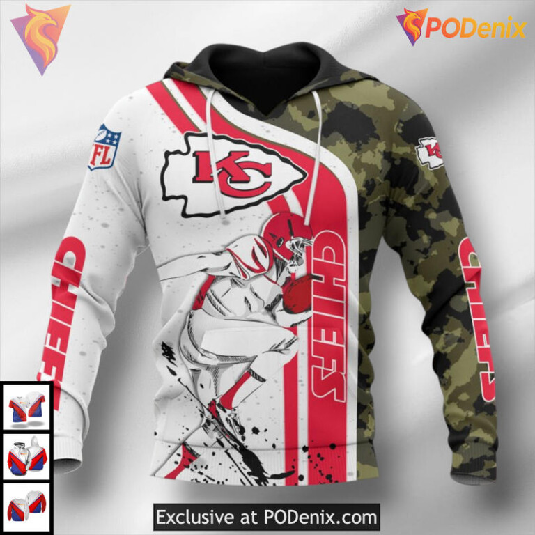 Camouflage Player Edition Youth Kansas City Chiefs Hoodie, Football Fan Gear