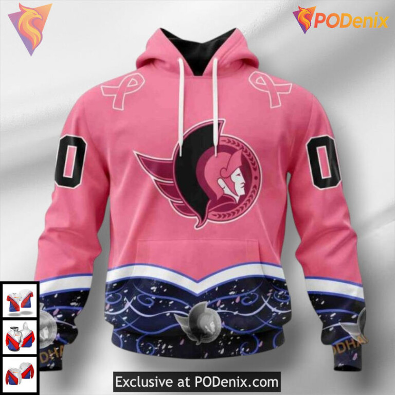 Cancer Awareness Tribute NHL Ottawa Senators Unisex Hoodie 3D