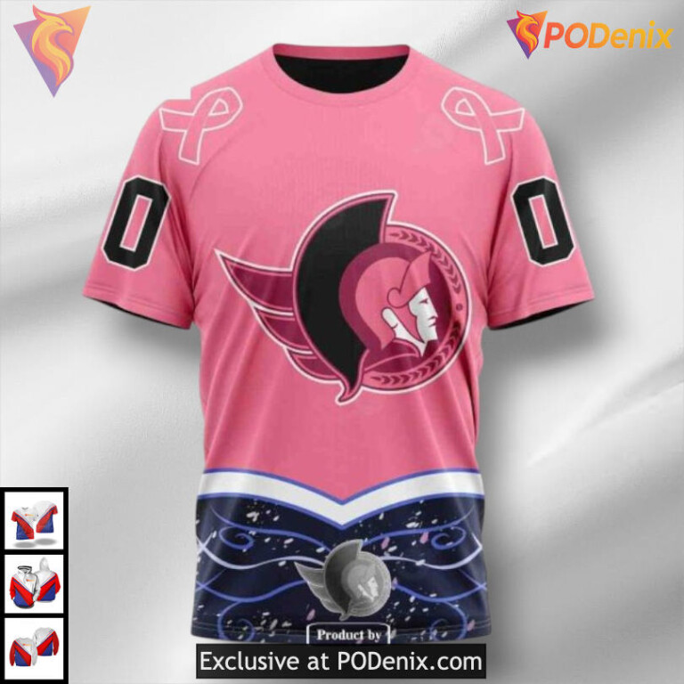 Cancer Awareness Tribute NHL Ottawa Senators Unisex Hoodie 3D - 2