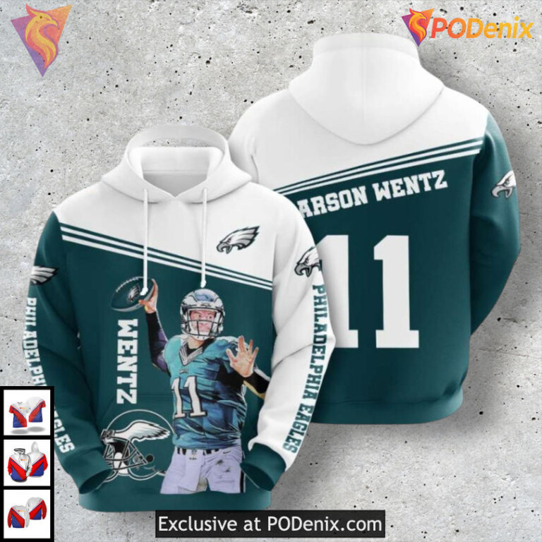 Carson Wentz Player Edition Custom Philadelphia Eagles Hoodies All Over Print