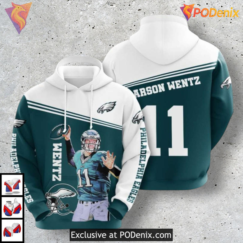 Carson Wentz Player Edition Custom Philadelphia Eagles Hoodies All Over Print Carson Wentz Player Edition Custom Philadelphia Eagles Hoodies All Over Print