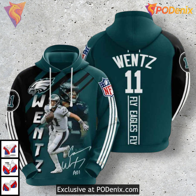 Carson Wentz USA Tribute Design Philadelphia Eagles Womens Hoodie Zip Up Style