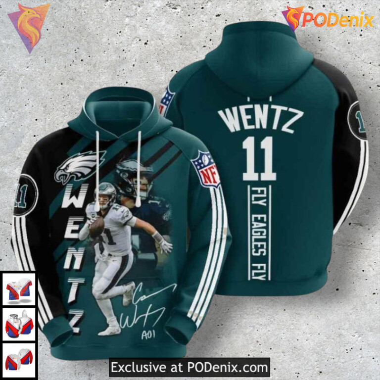 Carson Wentz Youth Fan Edition Philadelphia Eagles Vintage Hoodie Custom 3D Gear