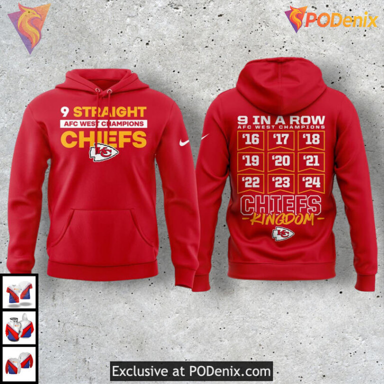 Celebrate 9th Division Title Kansas City Chiefs Hoodies For Men Playoff Gear
