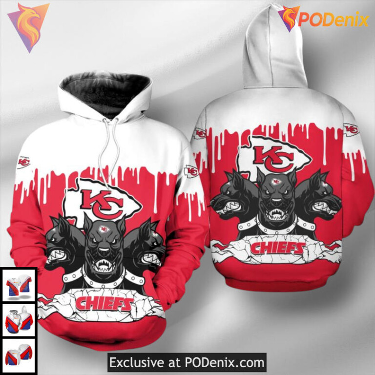 Cerberus 3 Heads Graphic Kansas City Chiefs Hoodie For Men, Limited 3D Edition