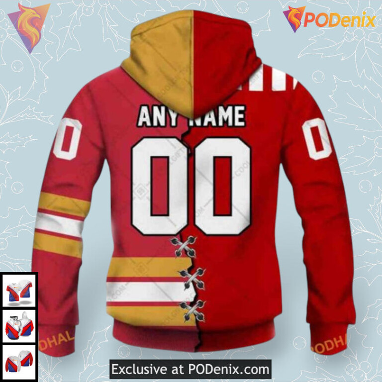 CFL Calgary Stampeders Collaboration Calgary Flames Mens Hoodie 3D - 1