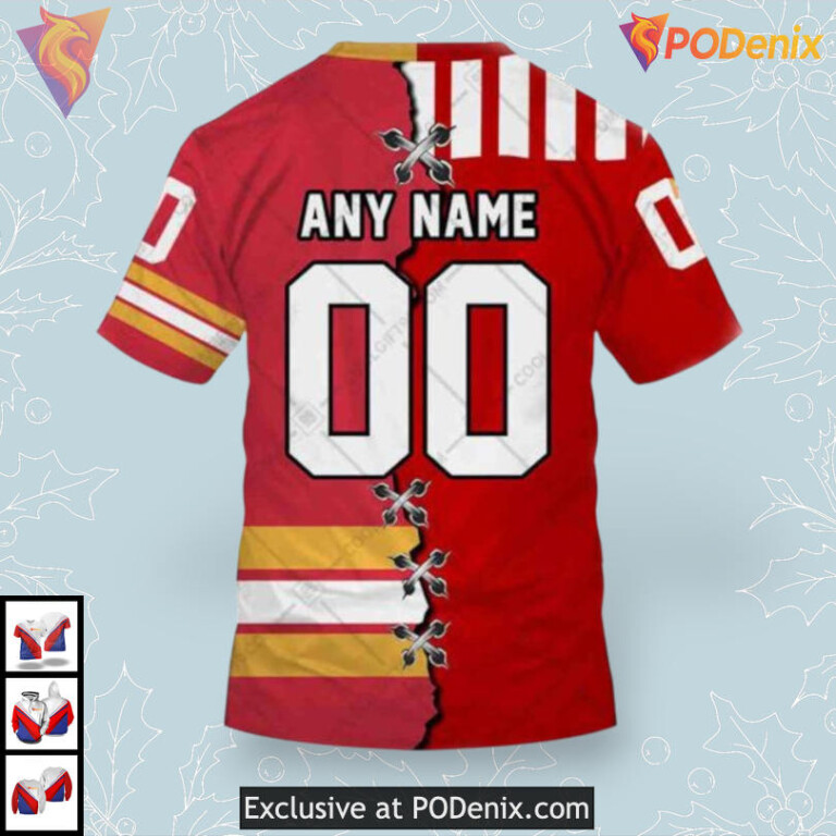 CFL Calgary Stampeders Collaboration Calgary Flames Mens Hoodie 3D - 3