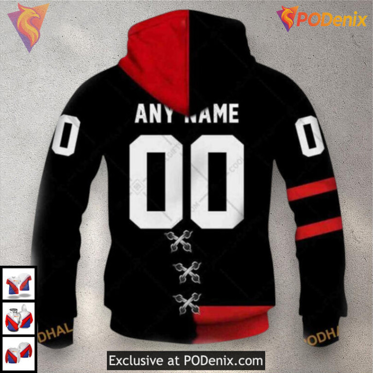 CFL Ottawa Redblacks Mix Jersey Style NHL Ottawa Senators Zip Up Hoodie 3D - 2
