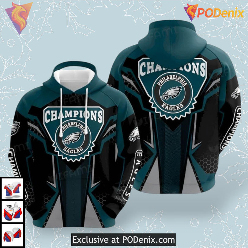 Champion Logo Fashion Philadelphia Eagles Unisex Hoodie Stylish 3D Gear Champion Logo Fashion Philadelphia Eagles Unisex Hoodie Stylish 3D Gear