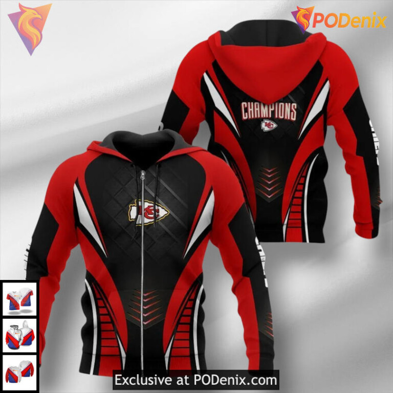 Champions Triumph Football Kansas City Chiefs Hoodie For Men, 3D Fan Edition
