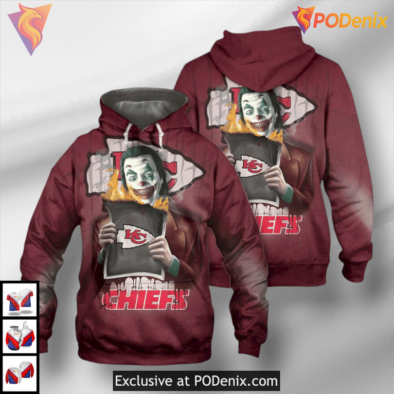 Chaos Joker Theme Kansas City Chiefs Zip Up Hoodie, Vintage 3D Custom Apparel Chaos Joker Theme Kansas City Chiefs Zip Up Hoodie, Vintage 3D Custom Apparel