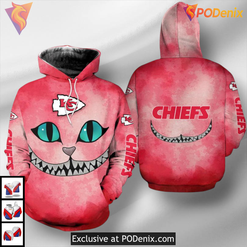 Cheshire Cat Graphic Kansas City Chiefs Hoodie, Limited 3D Unisex Fan Gear Cheshire Cat Graphic Kansas City Chiefs Hoodie, Limited 3D Unisex Fan Gear
