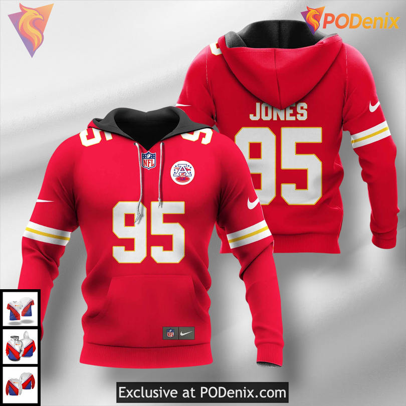 Chris Jones Kansas City Chiefs Zip Up Hoodie, AFC Champions Football Edition Chris Jones Kansas City Chiefs Zip Up Hoodie, AFC Champions Football Edition