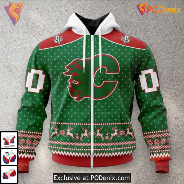 Christmas Apparel Collection Calgary Flames Graphic Hoodie 3D Holiday Style - 1