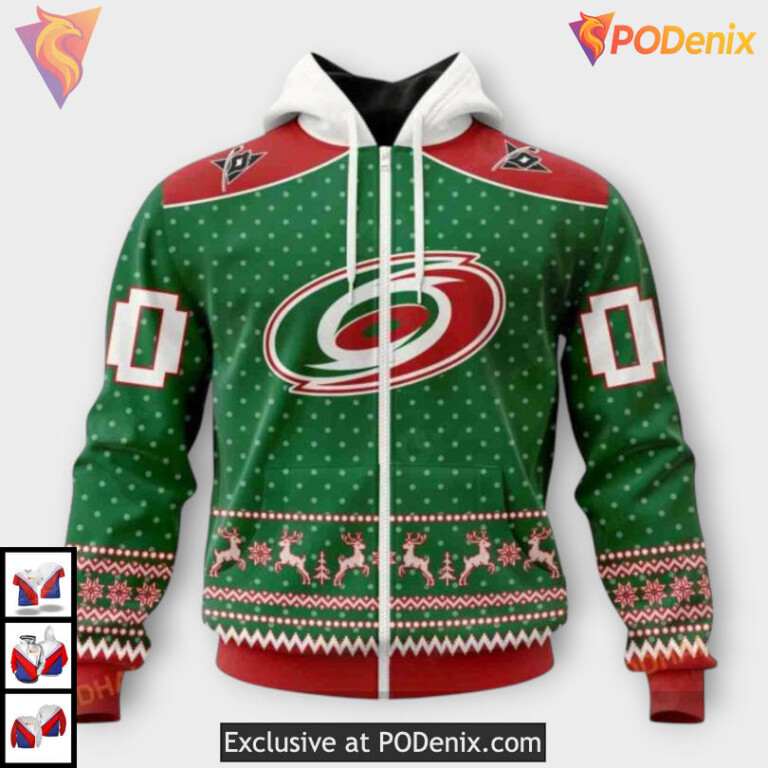 Christmas Apparel Festive Style Carolina Hurricanes Pullover Hoodie Sweatshirt - 1