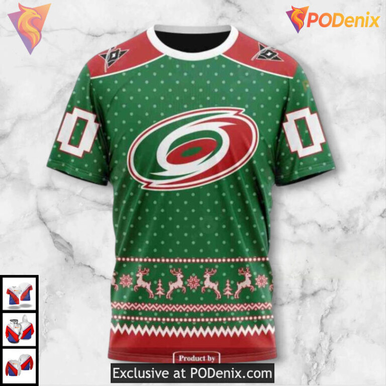 Christmas Apparel Festive Style Carolina Hurricanes Pullover Hoodie Sweatshirt - 3