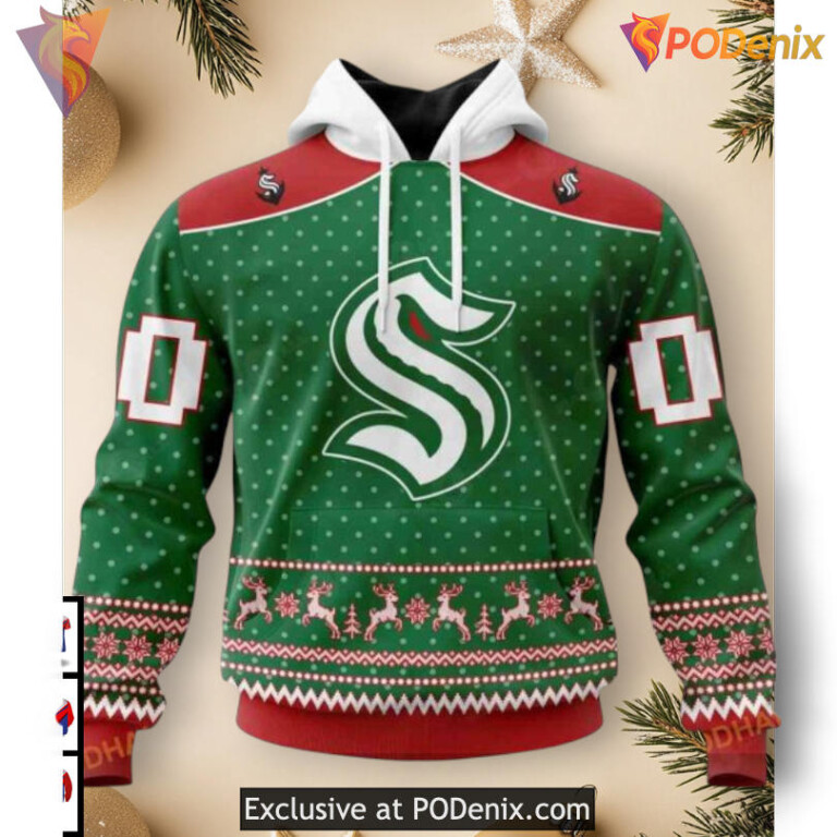 Christmas Apparel For Hockey Fans Retro Seattle Kraken Hoodie 3D NHL