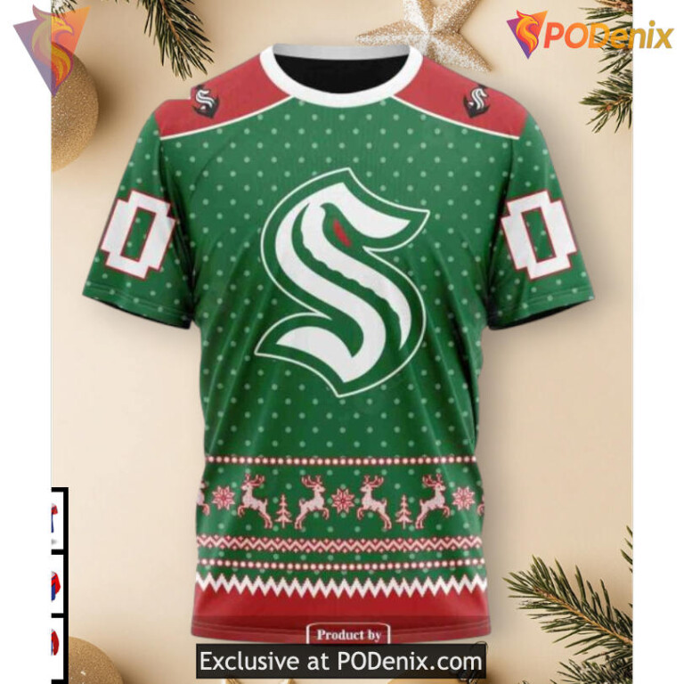 Christmas Apparel For Hockey Fans Retro Seattle Kraken Hoodie 3D NHL - 2