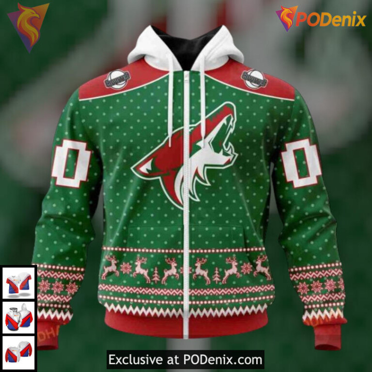 Christmas Apparel Holiday Edition Arizona Coyotes All Over Print Hoodie 3D - 1