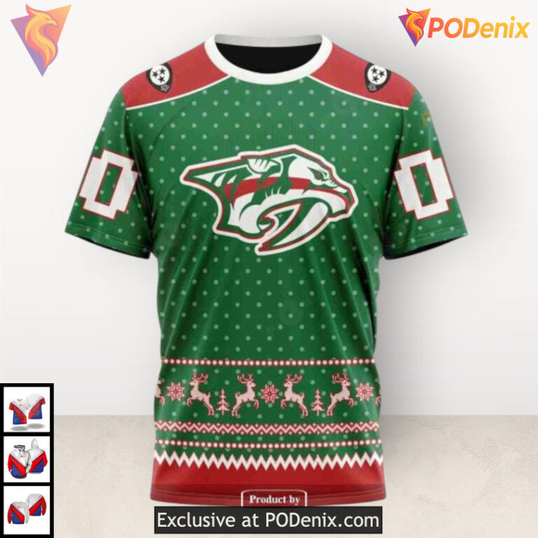 Christmas Apparel Tribute Custom Nashville Predators Youth Hoodie Sweatshirt 3D - 3