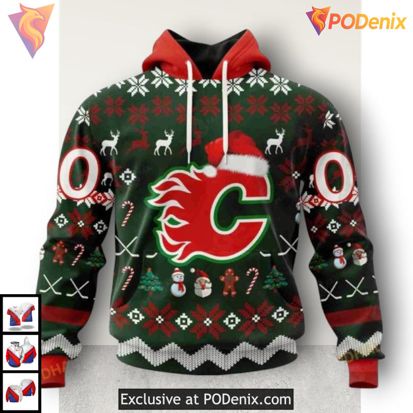 Christmas Celebration Calgary Flames Sweatshirt Hoodie 3D Holiday Style Christmas Celebration Calgary Flames Sweatshirt Hoodie 3D Holiday Style