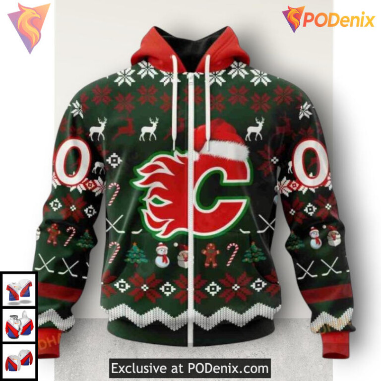Christmas Celebration Calgary Flames Sweatshirt Hoodie 3D Holiday Style - 1