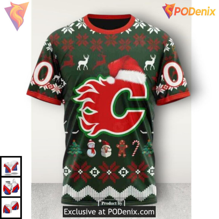 Christmas Celebration Calgary Flames Sweatshirt Hoodie 3D Holiday Style - 3
