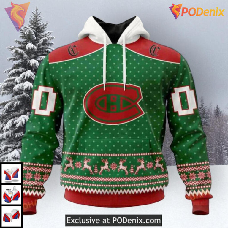Christmas Family Apparel Collection NHL Montreal Canadiens Womens Hoodie 3D