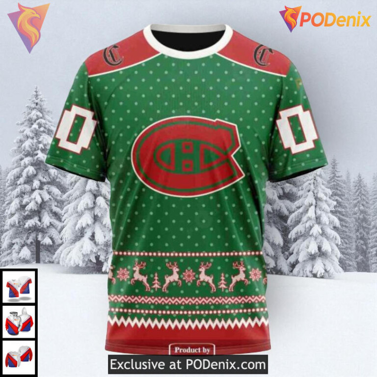 Christmas Family Apparel Collection NHL Montreal Canadiens Womens Hoodie 3D - 3