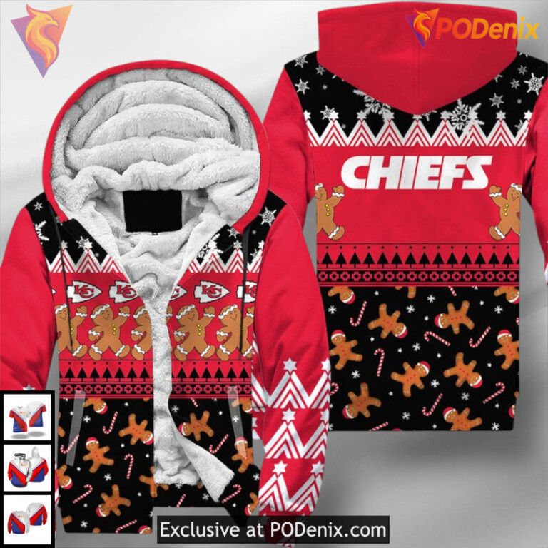 Christmas Gingerbread Man Kansas City Chiefs Hoodie, Retro 3D Fan Design - 2