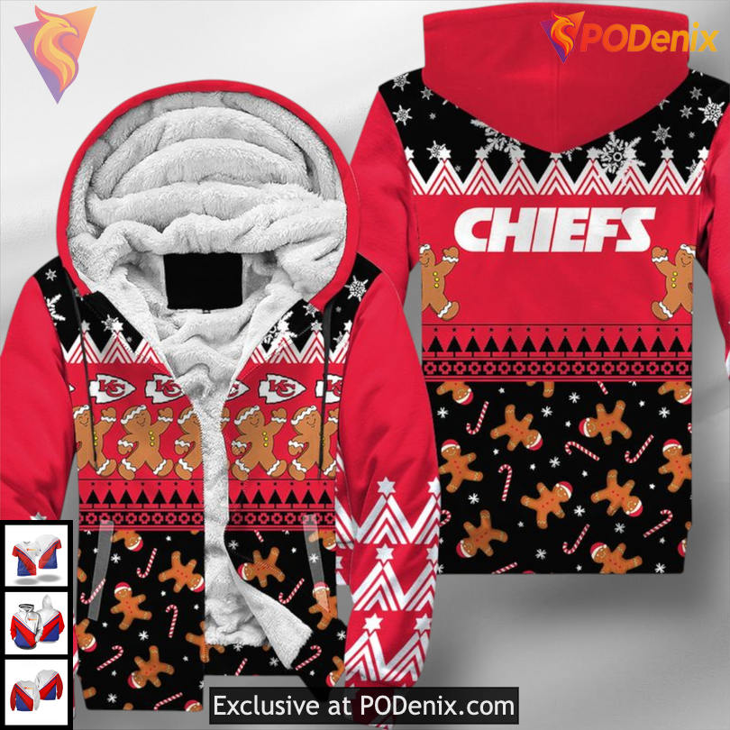 Christmas Gingerbread Man Kansas City Chiefs Hoodie, Retro 3D Fan Design Christmas Gingerbread Man Kansas City Chiefs Hoodie, Retro 3D Fan Design