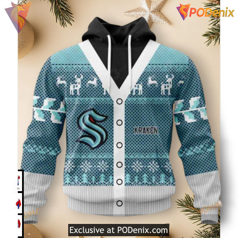 Christmas Holiday Season Family Edition Vintage Seattle Kraken Hoodie 3D