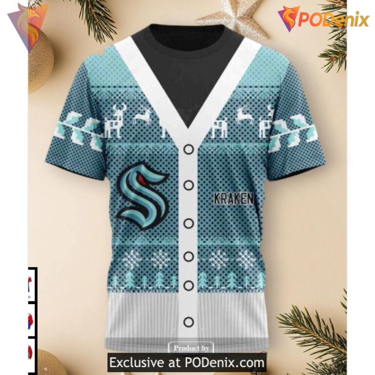 Christmas Holiday Season Family Edition Vintage Seattle Kraken Hoodie 3D - 2