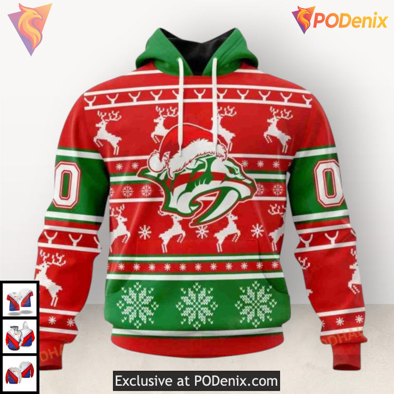 Christmas Hoodie Edition For Women Men Nashville Predators Unisex Hoodie Custom