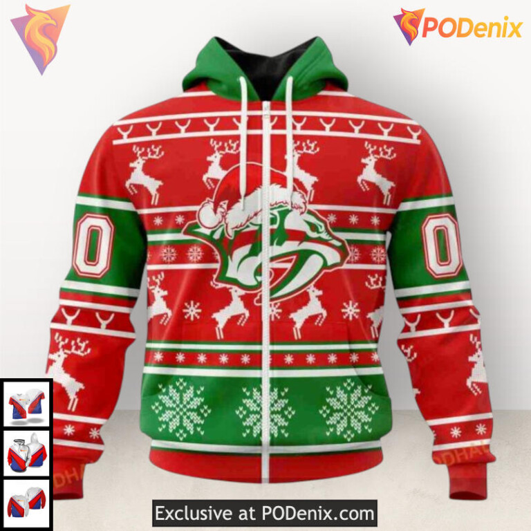 Christmas Hoodie Edition For Women Men Nashville Predators Unisex Hoodie Custom - 1
