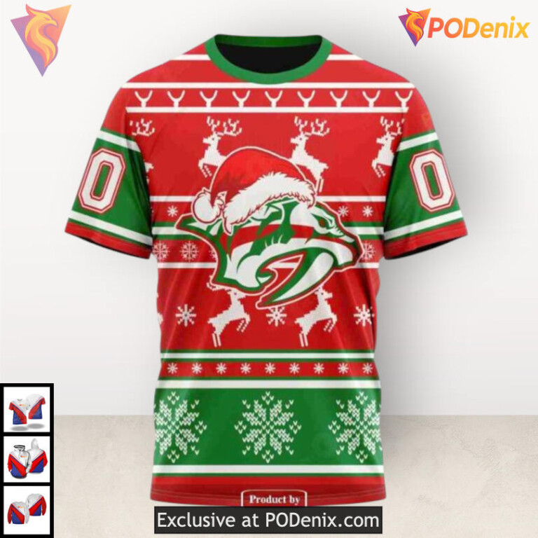 Christmas Hoodie Edition For Women Men Nashville Predators Unisex Hoodie Custom - 3