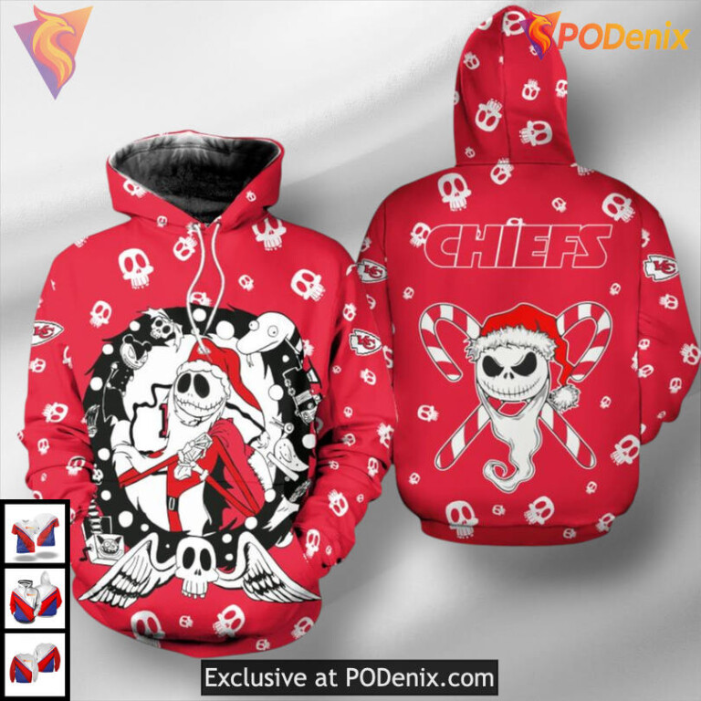 Christmas Jack Skellington Kansas City Chiefs Hoodie 3D, Holiday Fan Apparel