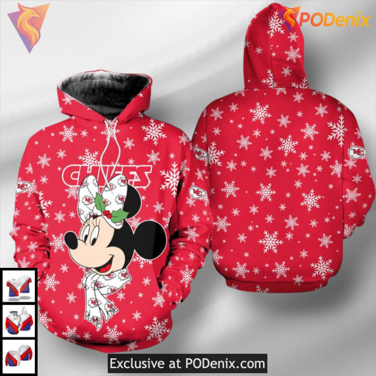 Christmas Minnie Mouse Custom Kansas City Chiefs Hoodie 3D, Limited Edition - 1
