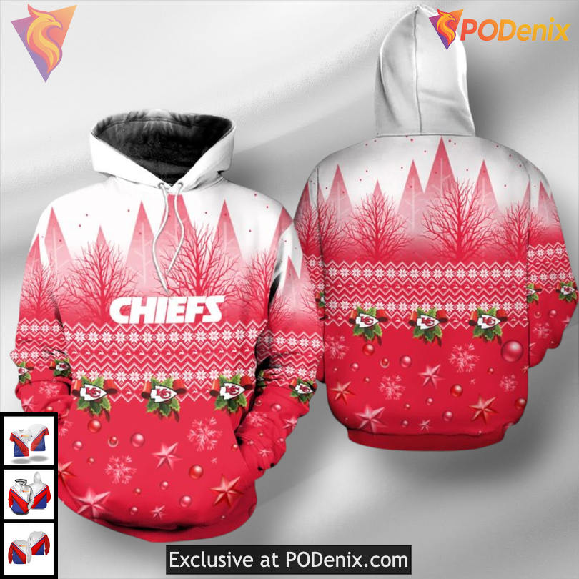 Christmas Pattern Custom Kansas City Chiefs Mens Hoodie, 3D Zip Up Holiday Christmas Pattern Custom Kansas City Chiefs Mens Hoodie, 3D Zip Up Holiday