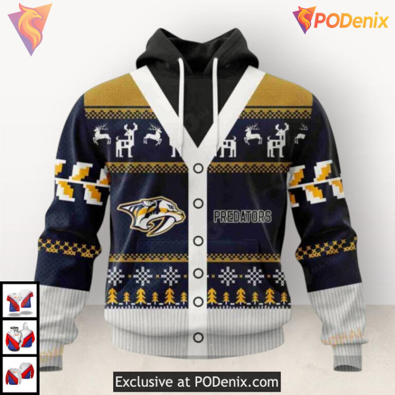 Christmas Season Celebration Custom Nashville Predators Kids Hoodie Sweatshirt