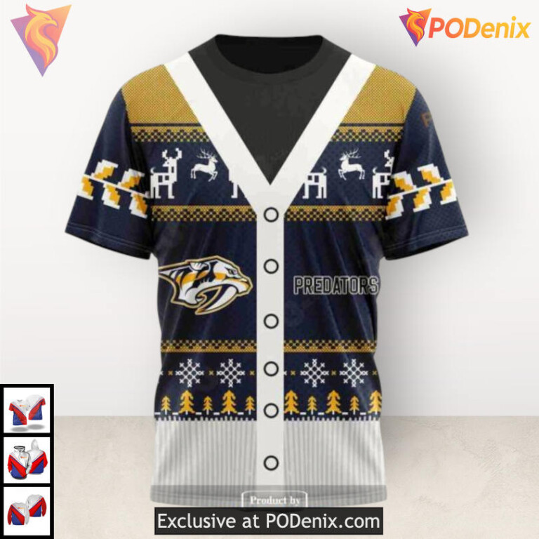 Christmas Season Celebration Custom Nashville Predators Kids Hoodie Sweatshirt - 3