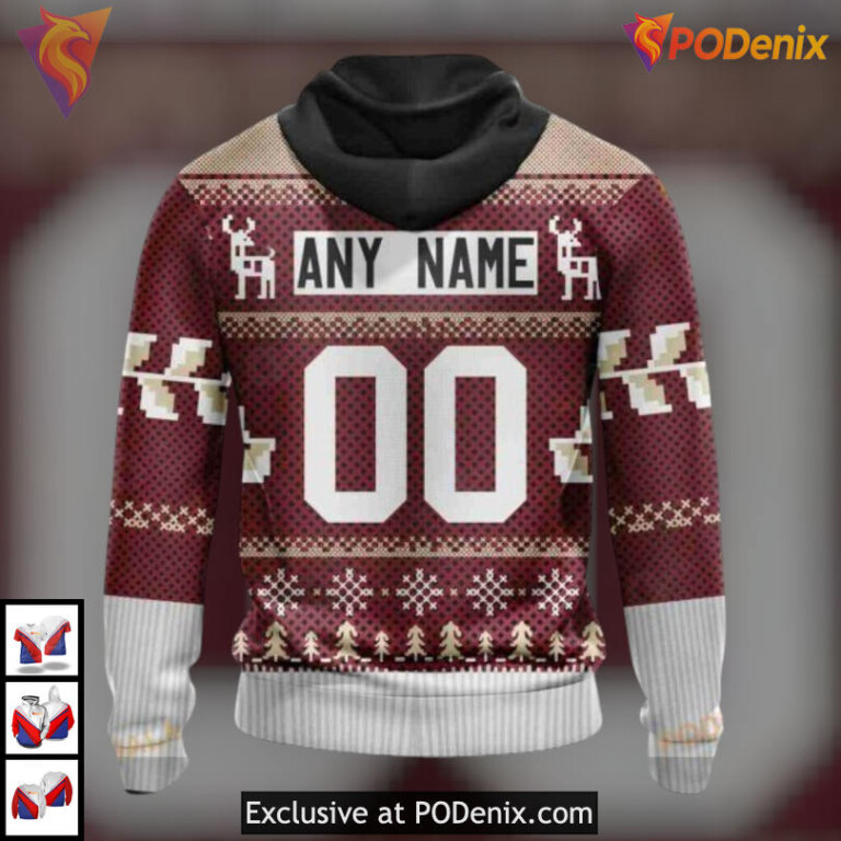 Christmas Season Celebration Custom Number Arizona Coyotes Hoodie Holiday Shirt - 2