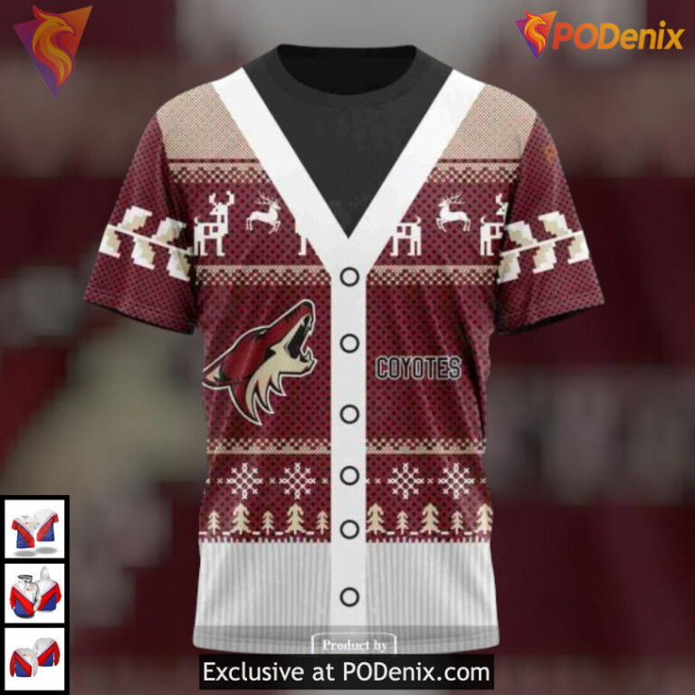Christmas Season Celebration Custom Number Arizona Coyotes Hoodie Holiday Shirt - 3