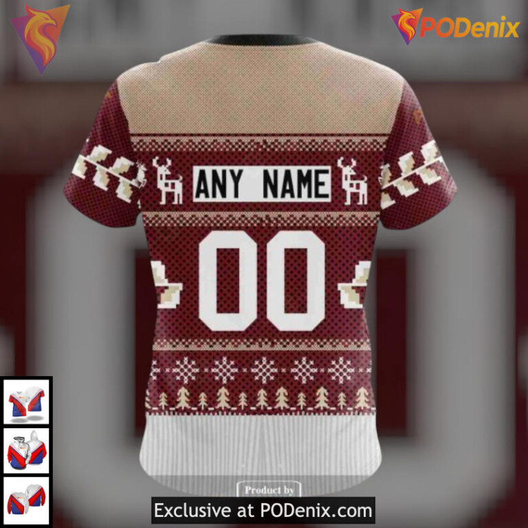 Christmas Season Celebration Custom Number Arizona Coyotes Hoodie Holiday Shirt - 4