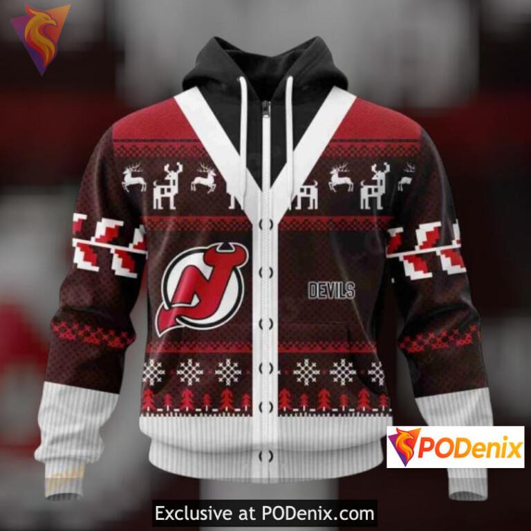 Christmas Season Celebration New Jersey Devils Womens Hoodie Sweatshirt 3D - 1
