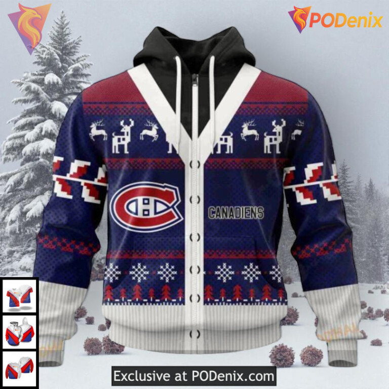 Christmas Season Celebration NHL Montreal Canadiens Mens Hoodie 3D - 1