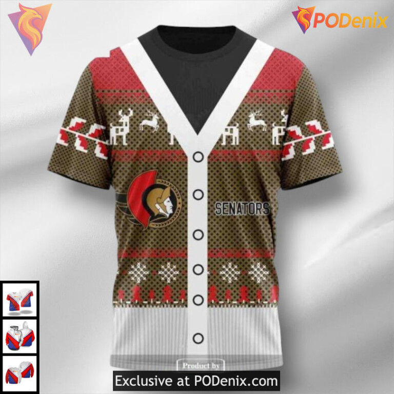Christmas Season Celebration NHL Ottawa Senators Winter Hoodie 3D - 2
