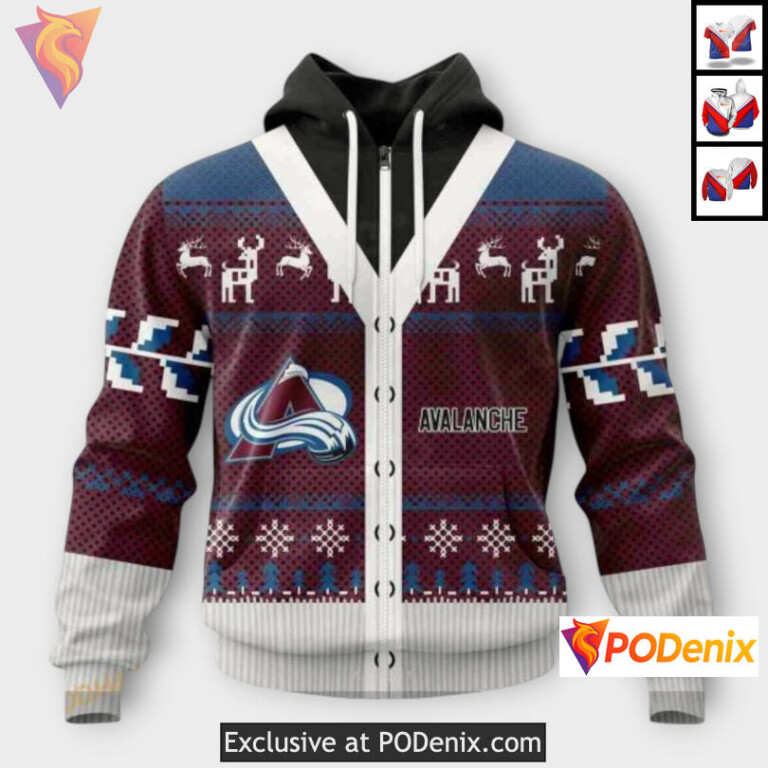Christmas Season Festive Design Personalized Colorado Avalanche Hoodie Custom 3D - 1