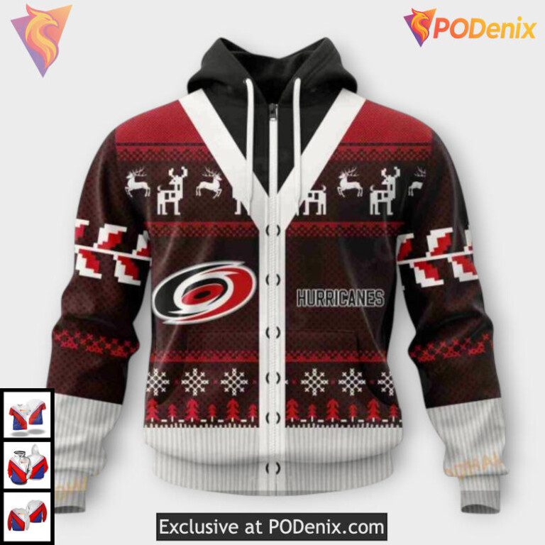Christmas Season Holiday Edition Carolina Hurricanes Graphic Hoodie Custom 3D - 1